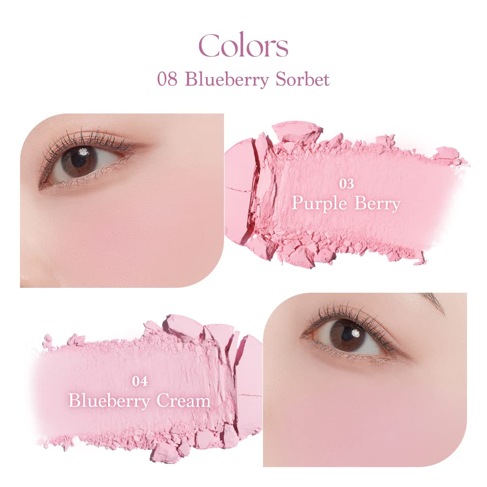 Official Daisyk Blending Mood Cheek Blending Mood Cheek/Blusher Palette/4-Color Blusher/For Warm and Cool Tones/Cheek Palette (08 Blueberry Sorbet)