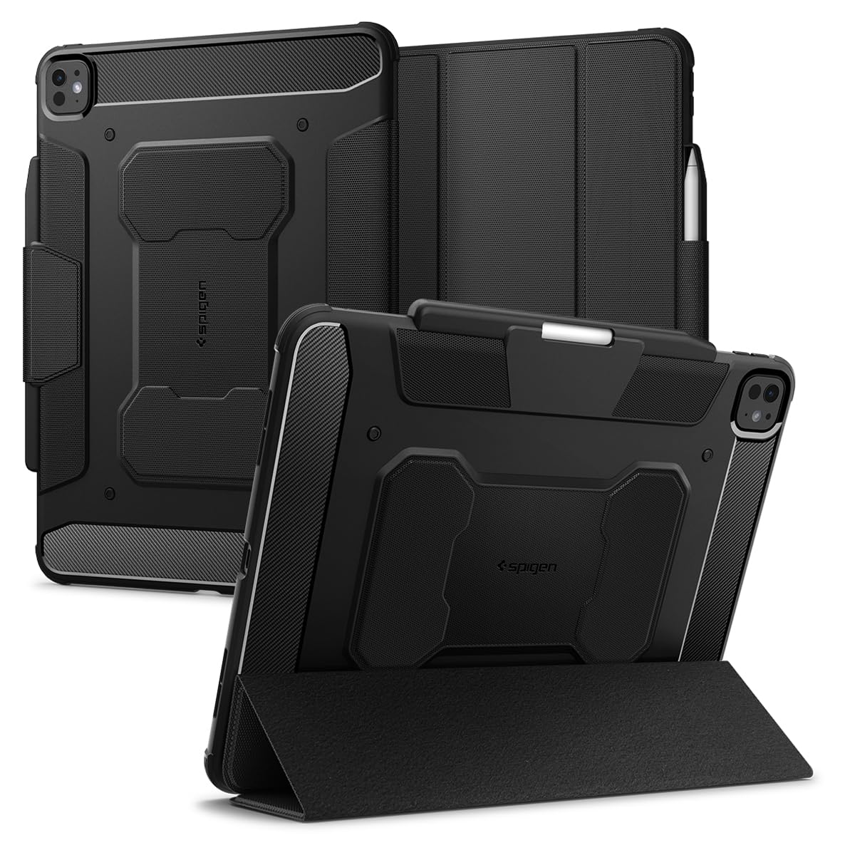 

Spigen Rugged Armor Pro ACS07007 (черный) Чехол для iPad Pro 13-дюймового (2024), Амортизирующий, Ударопрочный, с Подставкой и Защитой от Падений
