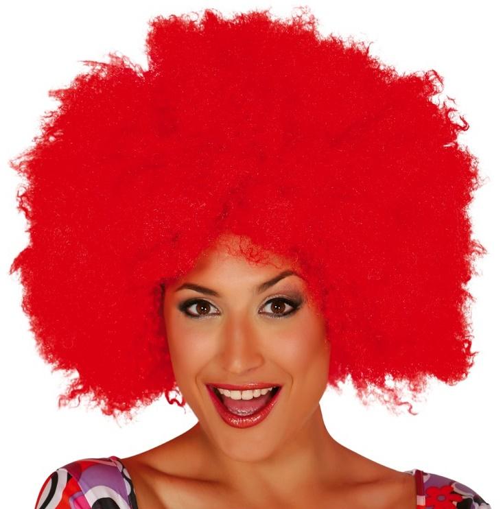 Clown Wig Red Afro Curls Disco 80s