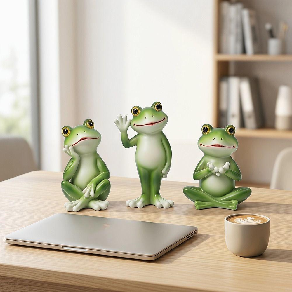 Cute Style Cartoon Frog Figurine Creative Craft Frog Garden Decor  Courtyard Gardening