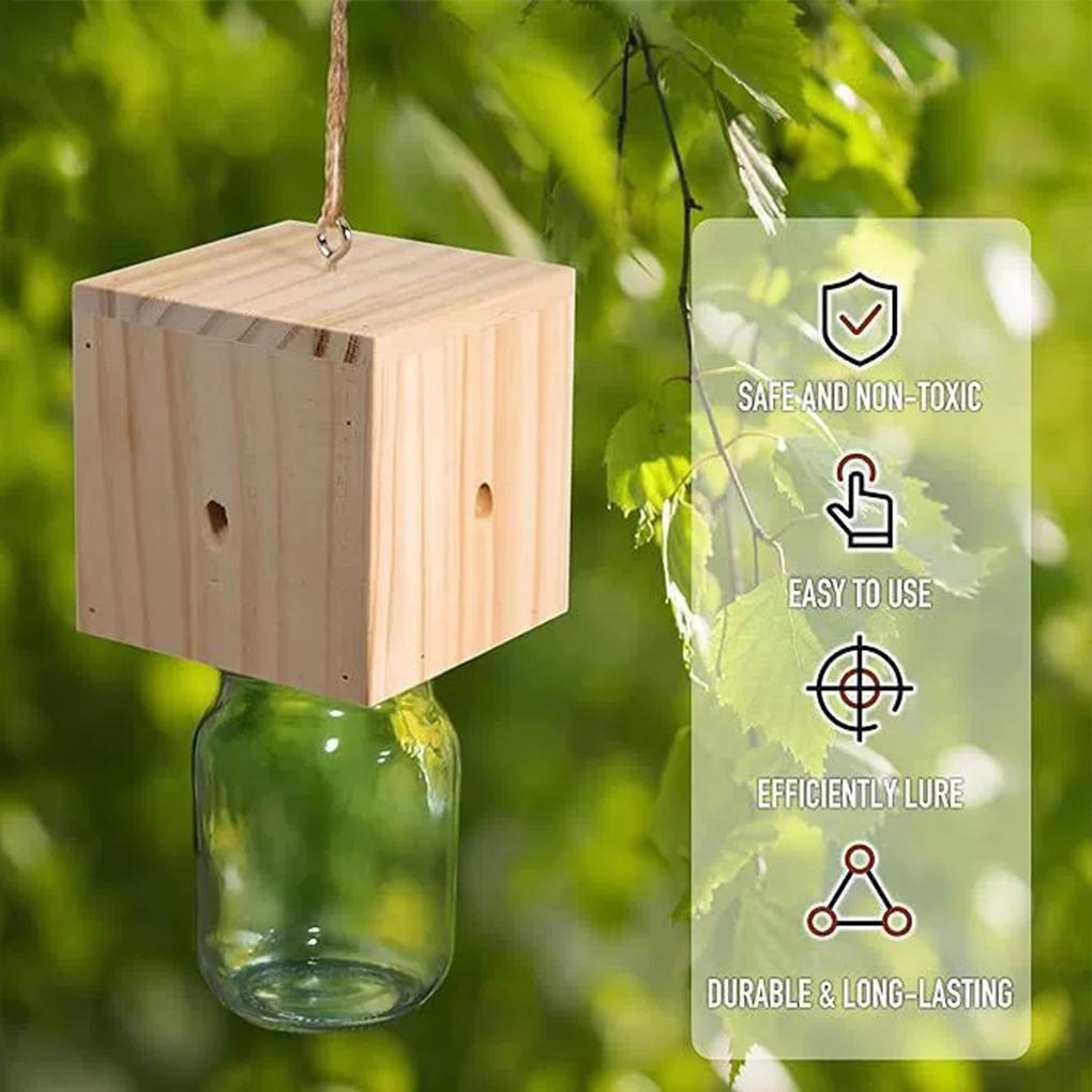 Nature Style Carpenter Bee Trap For Outdoor Hanging With Detachable Safes Hanging Carpenter Wooden