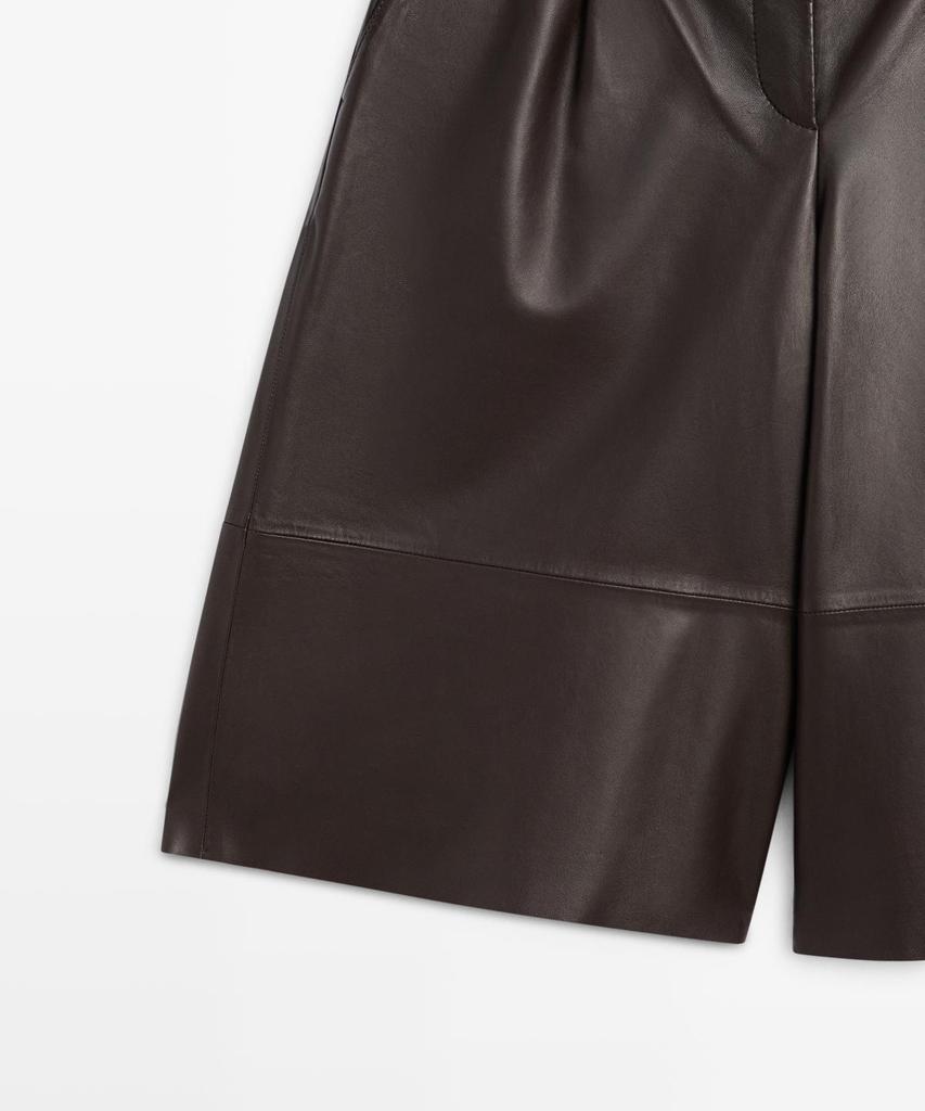 Masimodutti Long Napa Leather Bermuda Pants