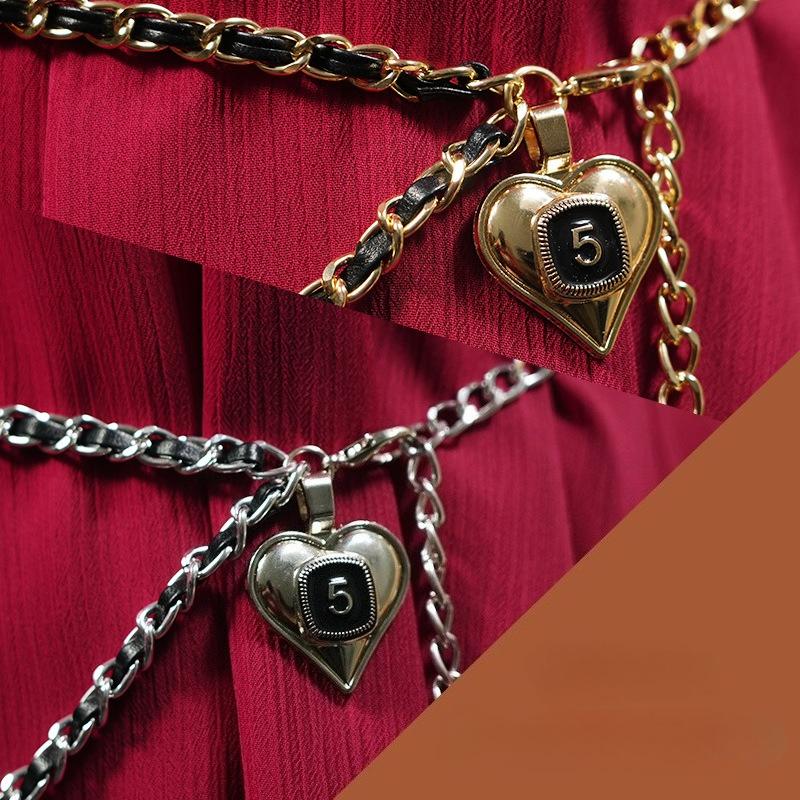 New Small Fragrance Style Retro Style Love Waist Chain Accessories Women S Chain Belt Decoration with Dress Metal Belt
