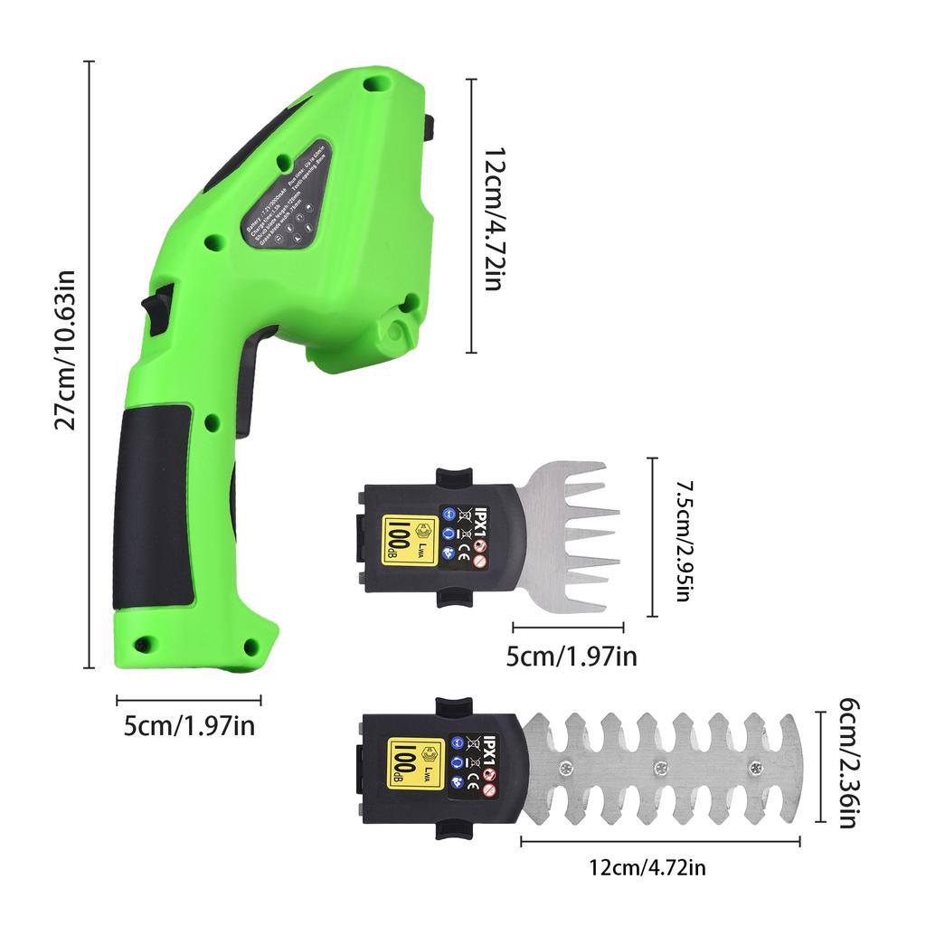 2in1 Electric Hedge Trimmer and Grass Shears 7.2V Cordless Handheld Bush Trimmer 1.5Ah