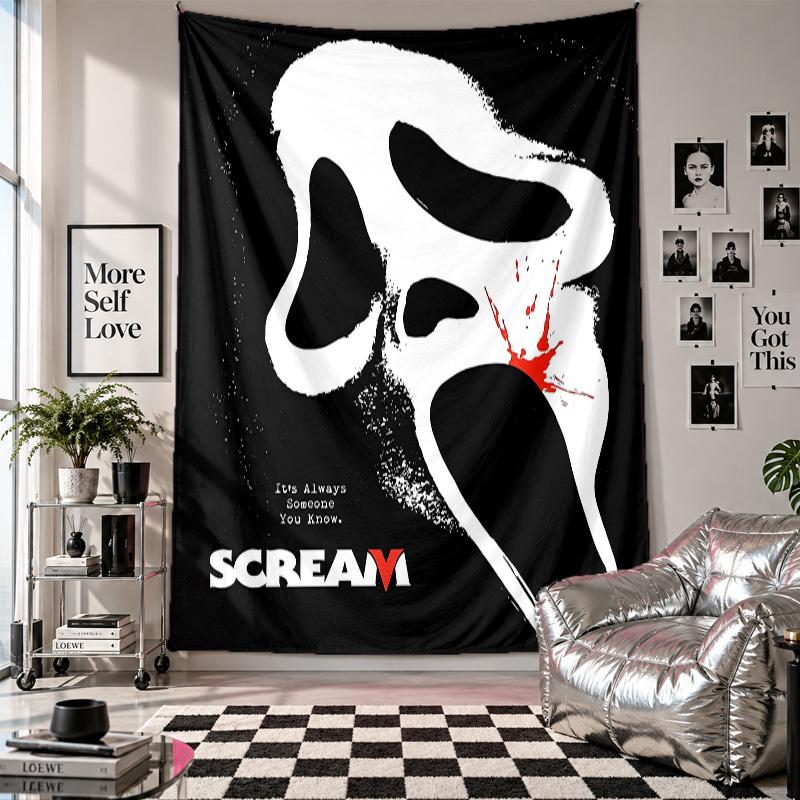 Wall TapestryScream Ghostface Art Hanging Cloth Decorative Background Cover for Room Decoration