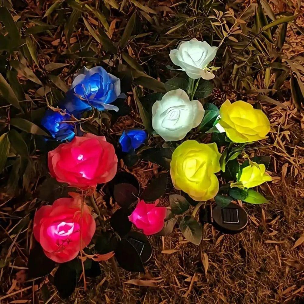 Waterproof Rose LED Solar Light Simulation Flower Solar Flower Lamp Patio