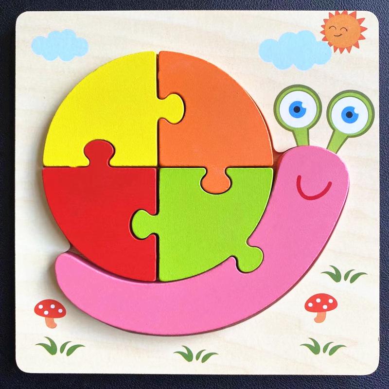 Children's 3D Wooden Animal Puzzle Board - Educational Toy for Early Learning