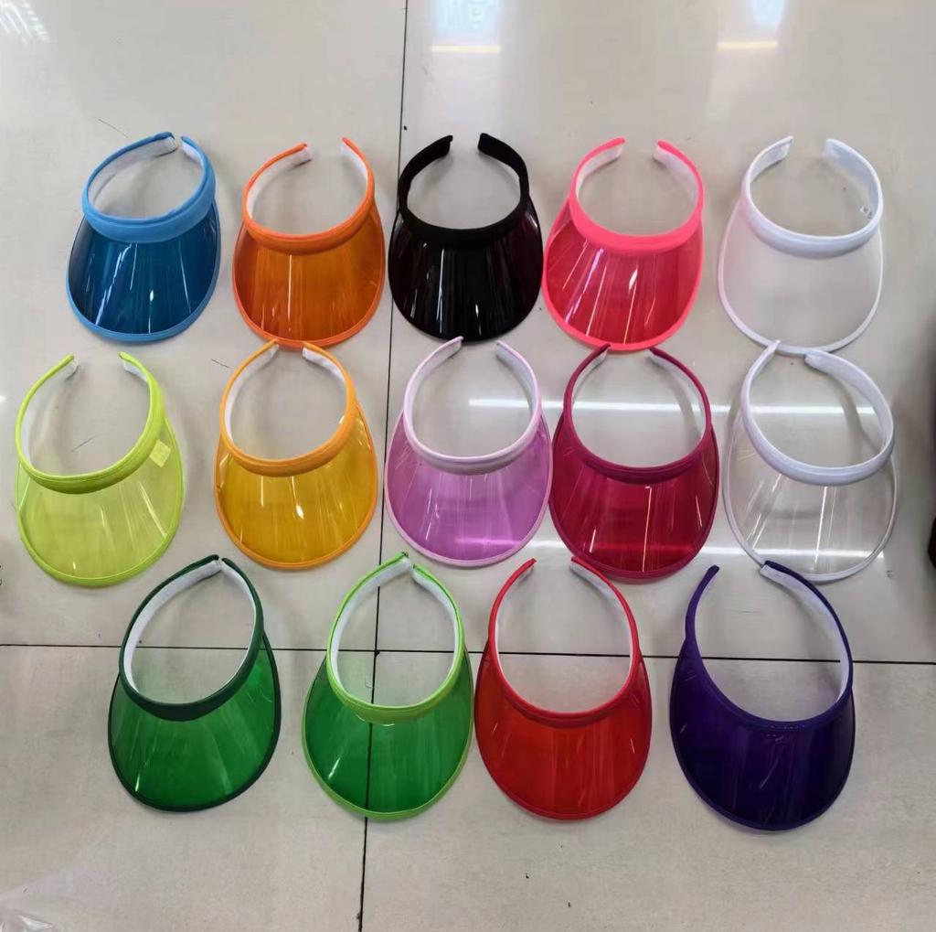 New Fashion Summer Outdoor Sports Sun Protection Cap Unisex Clear Plastic Visor Hat Candy Color PVC Sunshade Hat UV Protection H