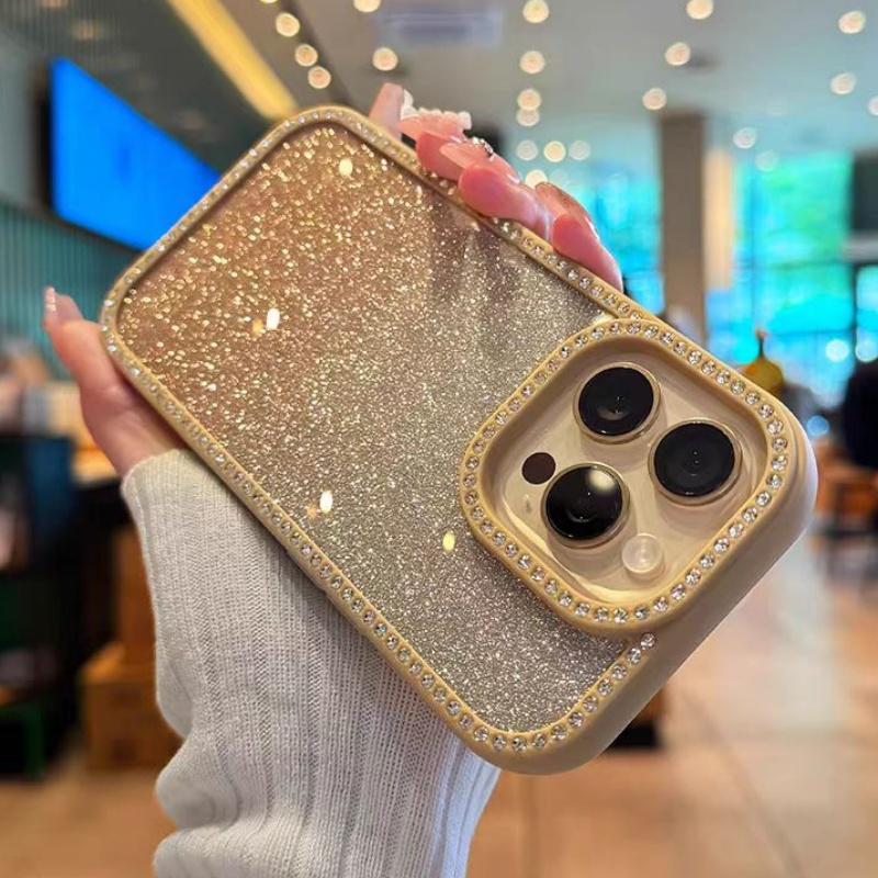 Double-sided Diamond Phone Cover For iPhone 13 14 Plus 15 16 Pro Max Gradient Color Dazzling Case For iPhone 12 11 Hard Cases