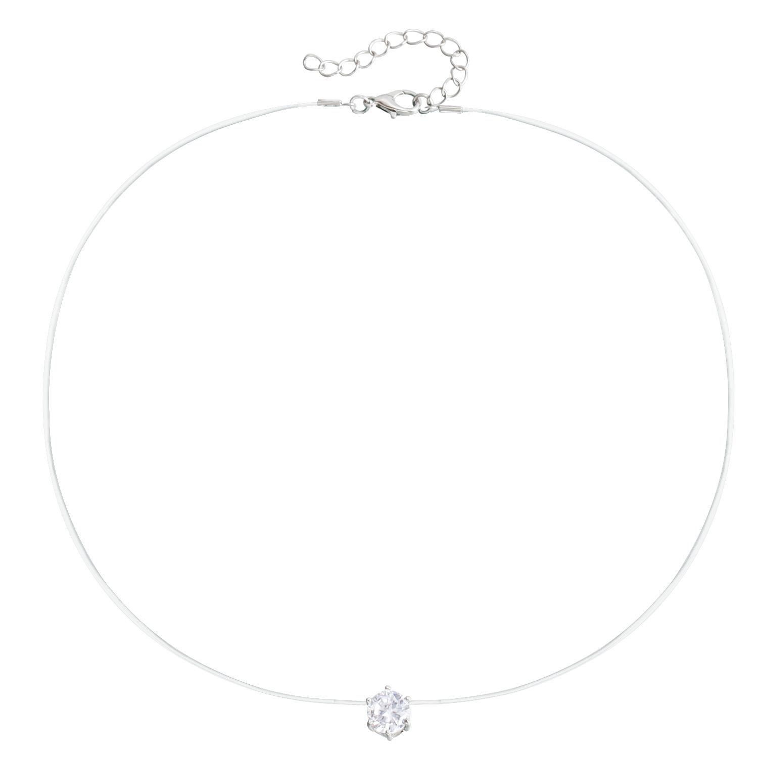 

Personality Classic Zircon Pendant with Clear Crystal Line Necklace for Women Minimalism Style Geometric Zircon Collar Jewelry
