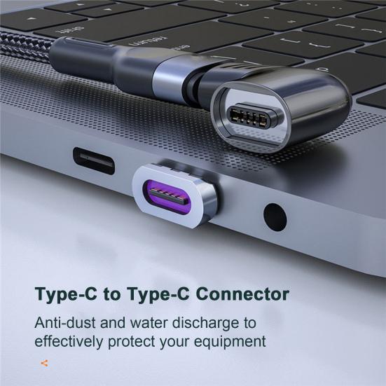 Typ-C Magnetisk Adapter PD120W 6A Snabbladdning Aluminiumlegering USB C till Typ-C Konverterare Datortillbehör