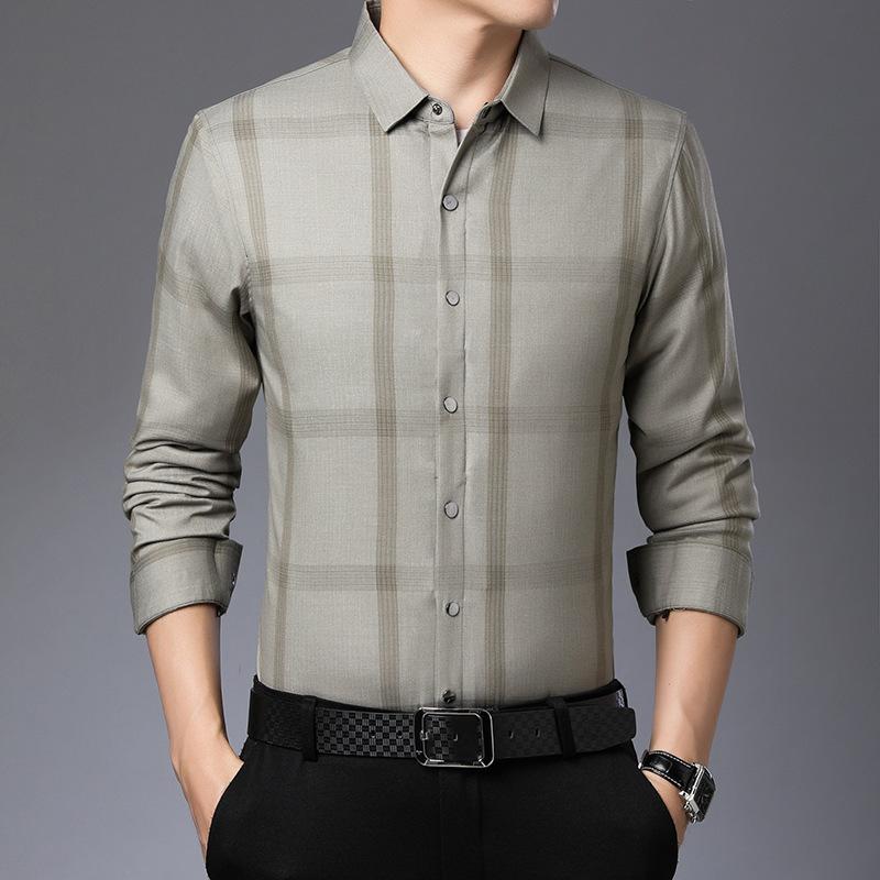 Down Shirt Men's Removable Liner Inch Shirt Men's Winter Middle-aged Men's Casual Thickened Plaid Warm Shirt Trendy