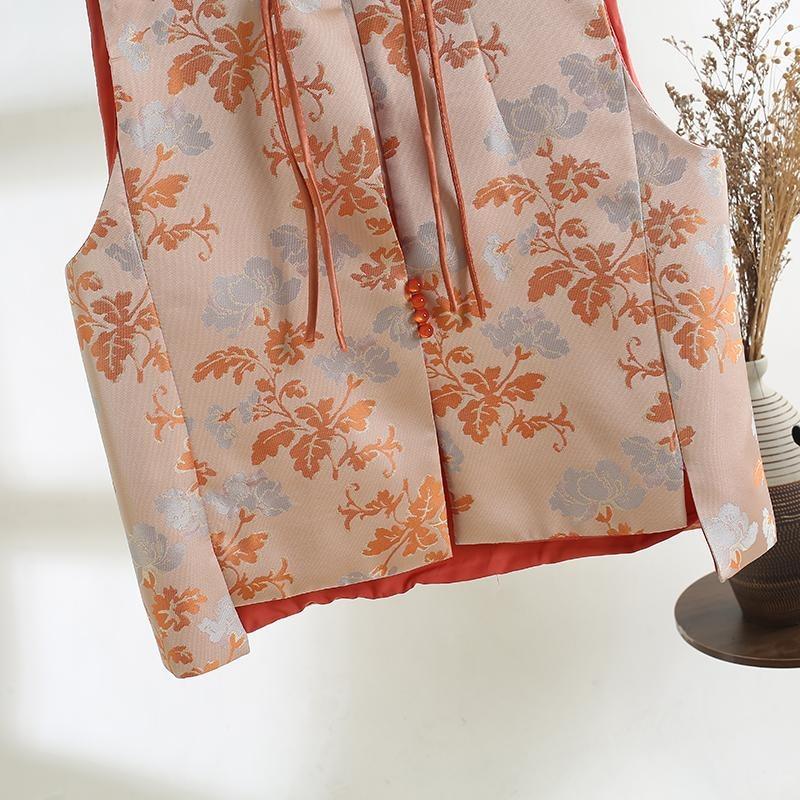 Weste 2025 neue High-End-Satin-Jacquard-Weste für Damen Jahres-Handgefertigte Schnallenweste