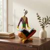 Abstract Art, Oil Painting, Female Portrait Sculpture, Resin Crafts, Reader Character Sculpture, Living Room Decoration Gift