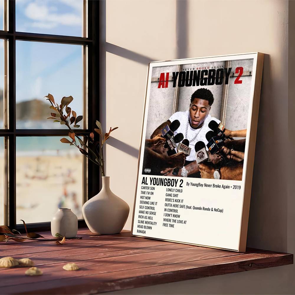 Never Broke Again AI YoungBoy 2 Rapové hudobné album Obal Biely papierový plagát Vodotesná papierová nálepka Kaviareň Bar Maľba na stenu