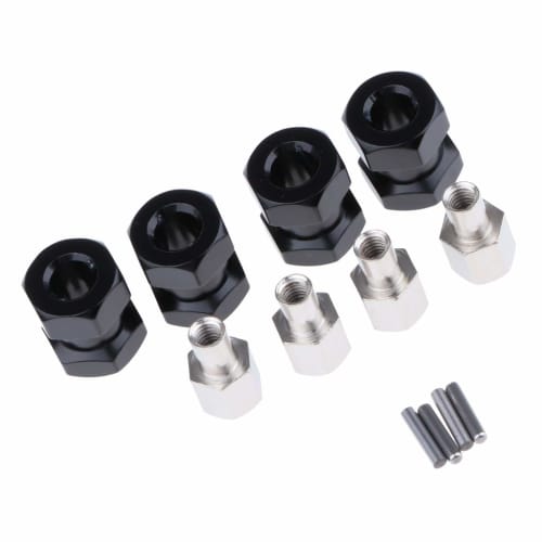 P Prettyia 12mm Hex Hub Extension Adapter Combiner for RC Crawlers, Black, 15mm Length