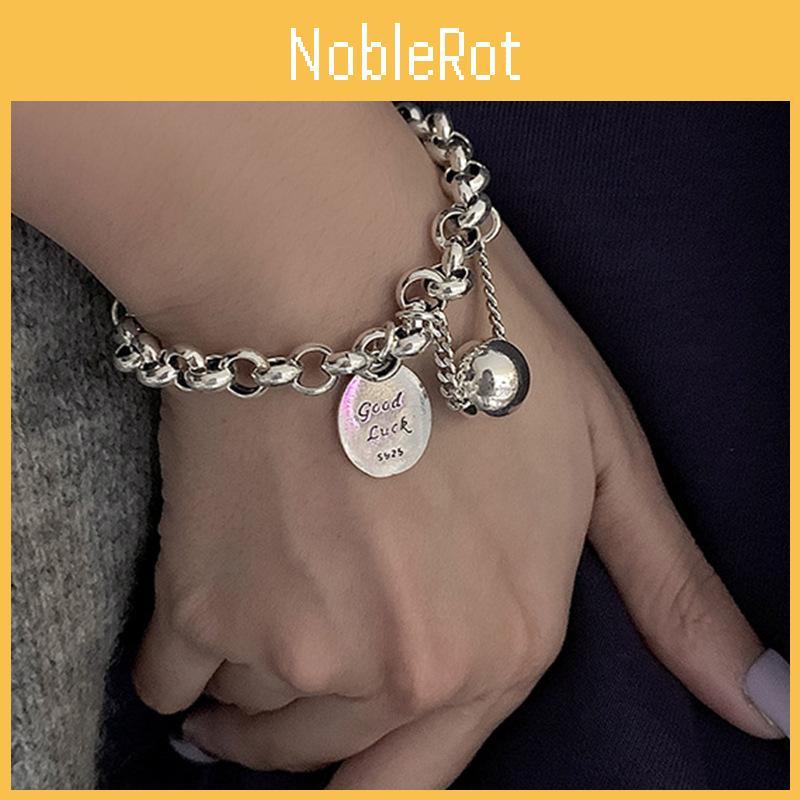 Good Luck Letter Geometric Alloy Bracelet For Women With Electroplating And Hip Hop Style For Travel Gift