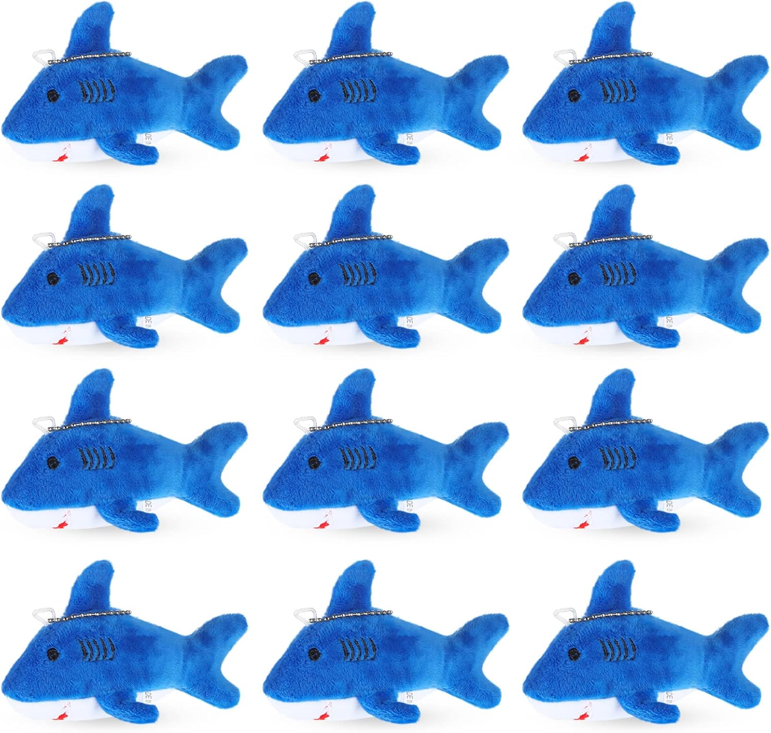 12-48 Stuks Haai Pluche Sleutelhanger Mini Knuffeldier 10 cm Haai Feestartikelen Grootverpakking Zachte Kleine Haai Sleutelhanger Haai Rugzak Sleutelhanger 12 PCS