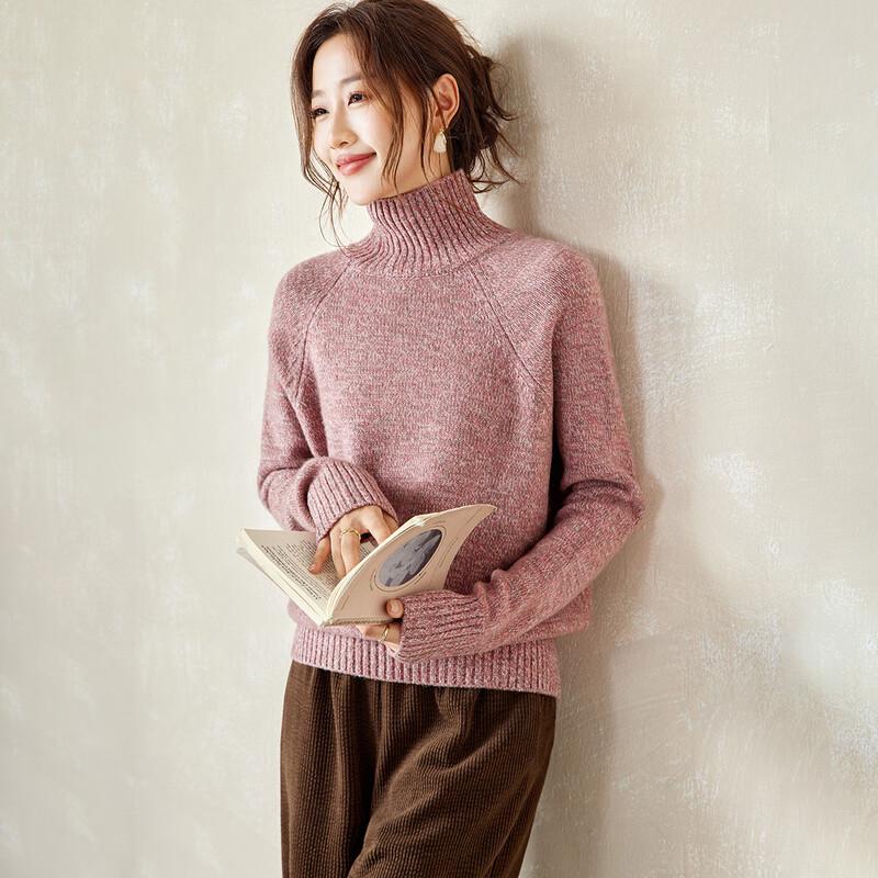 Srcr Women's Loose Fit High-Neck 100% Wool Sweater