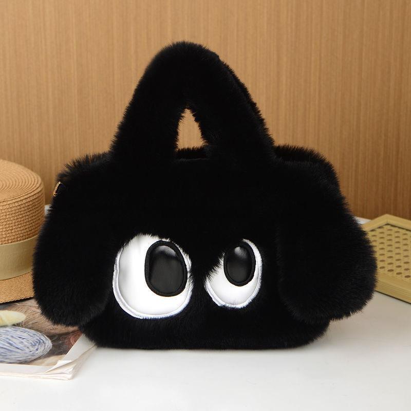 New Big-eyed Plush Bag Fur High-end Handbag Tote Bag Madam Women's Shoulder Messenger Bag Autumn Winter Cute and Fashionable