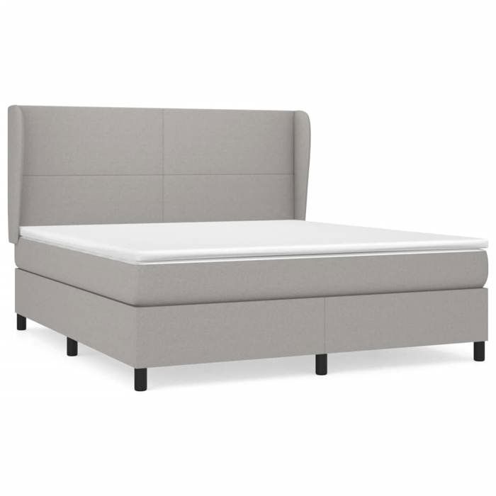 VidaXL Lit à sommier tapissier avec matelas Gris clair 180x200cm Tissu - Modèle 3127821