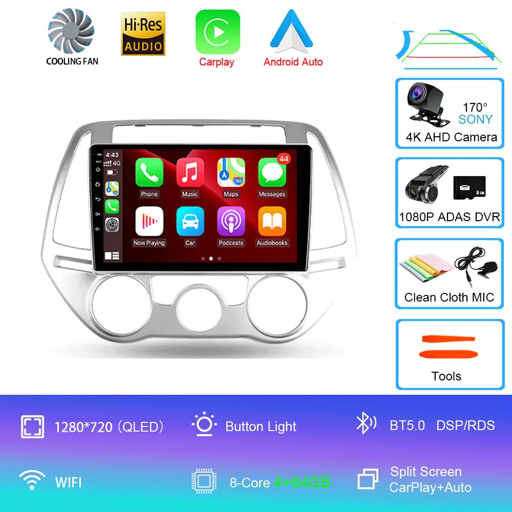 Car Radio Android 14 Carplay Auto Multimedia Player For Hyundai I20 2010 2012 2013 2014 DSP Autoradio GPS Stereo 2din Head Unit