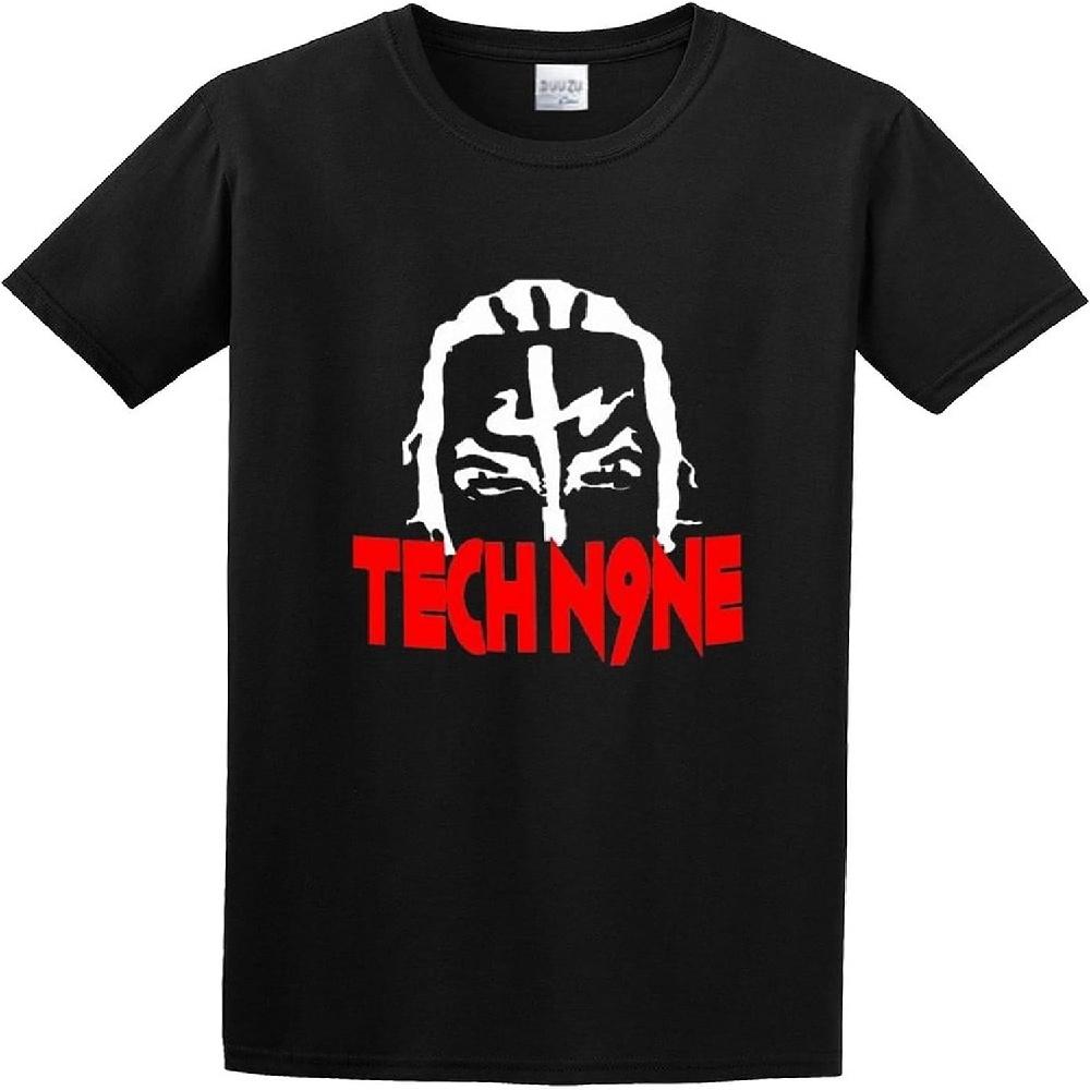 

Красивая мужская футболка с коротким рукавом и круглым вырезом с логотипом On Tech N9Ne, черная XXXXXL чёрный