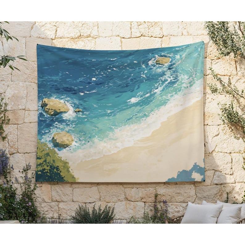 secluded beach tapestry 75x100