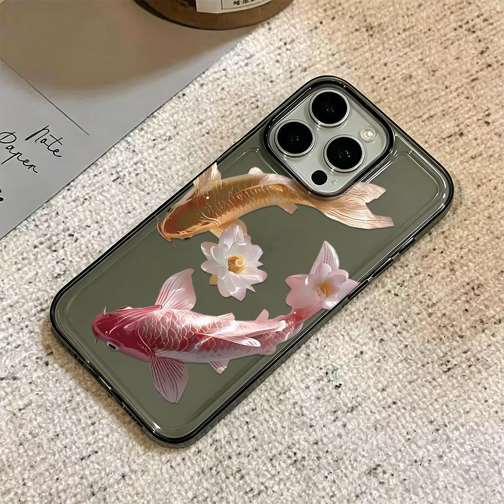 For Iphone 16 Pro Max Case Koi Lotus Silicone Cover For Iphone Air 17 Plus 11 Air 12 14 15 13 Soft Cover Funda
