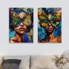 Butterfly Woman Canvas Print Colorful Wall Art Poster Abstract Modern Wall Decoration Living Room Wall Art Decoration