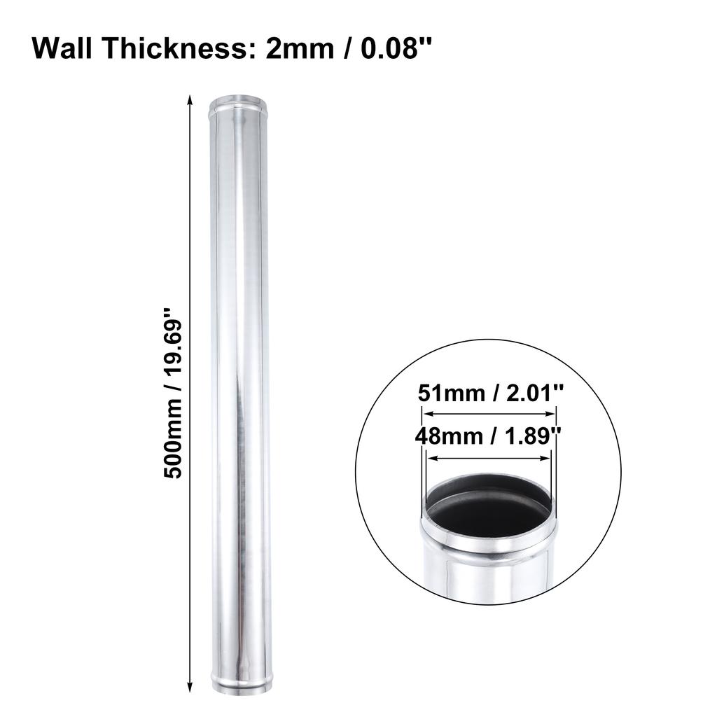 Uxcell Aluminum Alloy Tube OD 51/57/63/70/76mm Intercooler Pipe Air Intake Tube Hose 0 45 Degrees 500mm Length for Car