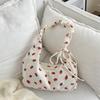 Niche design bag women's 2025 summer new corduroy strawberry printing high value single shoulder underarm dumpling bag