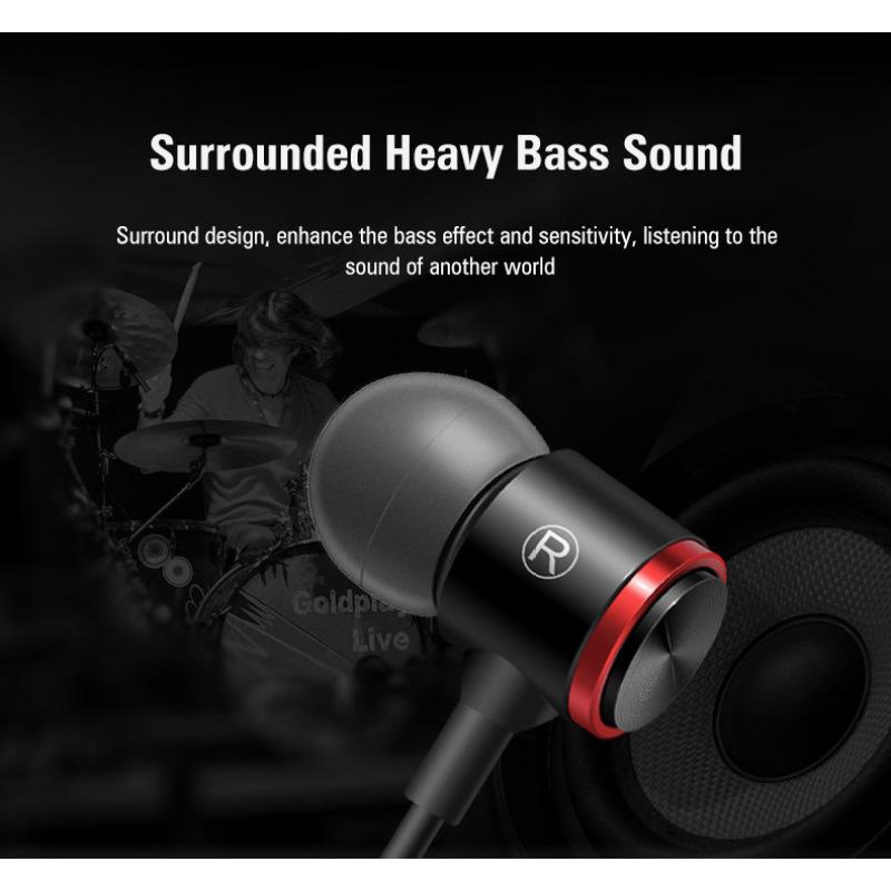 Earphones Metal Heavy Bass Stereo Wired Headset In-ear Microphone Gaming Headset
