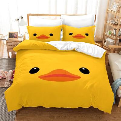 Yellow Little Duck Duvet Cover Cartoon Animals Microfiber Print for Bedroom Decorations for Children Teen Girls Boys Gifts Queen