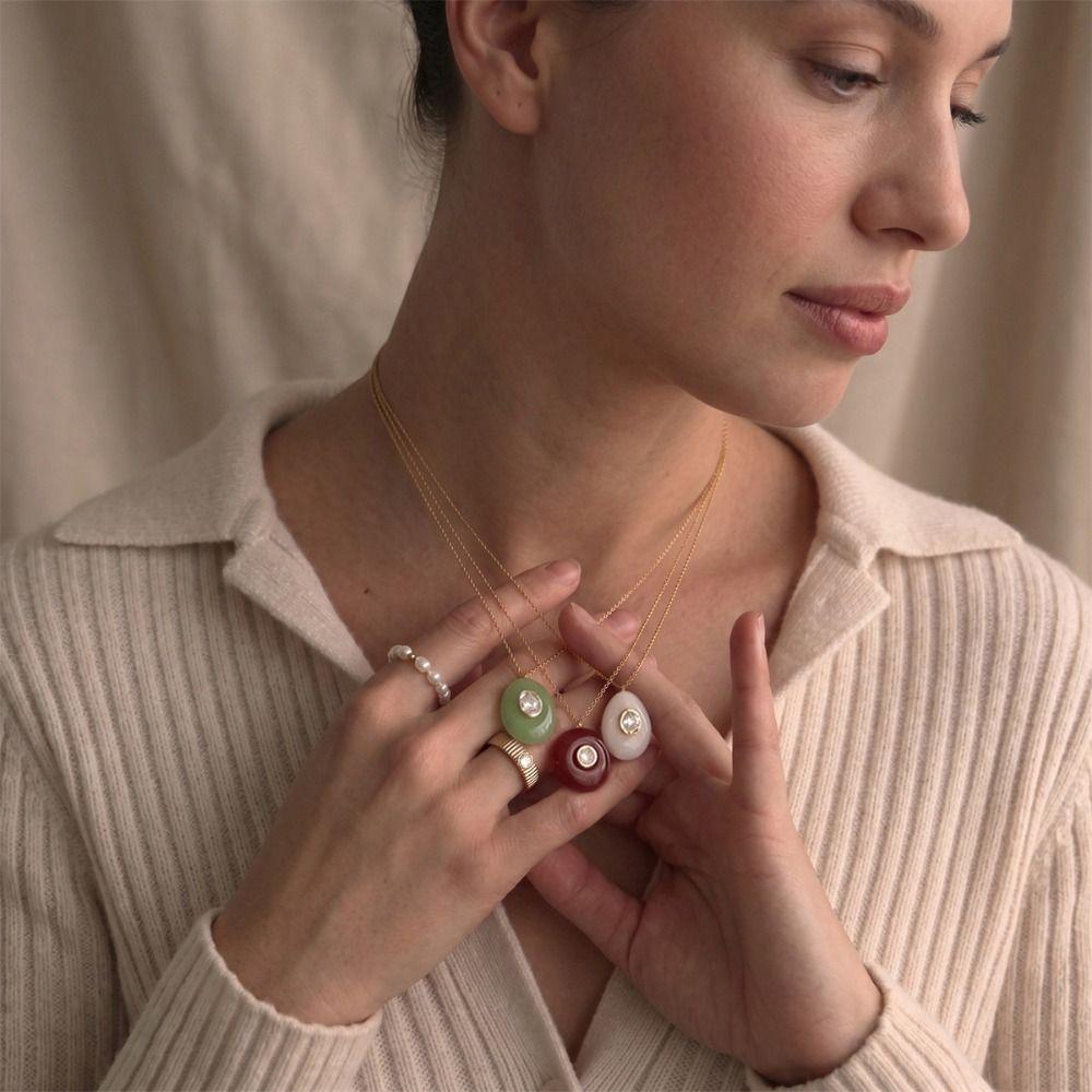 Geometric Resin Zircon Necklace Stainless Steel Stainless Steel Necklace  Party Evening