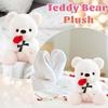 LIHIQIYA White Teddy Bear 25cm, Teddy Bear Holding Rose Plush Toy, Valentine's Day/Easter Gift for Girlfriend Wife