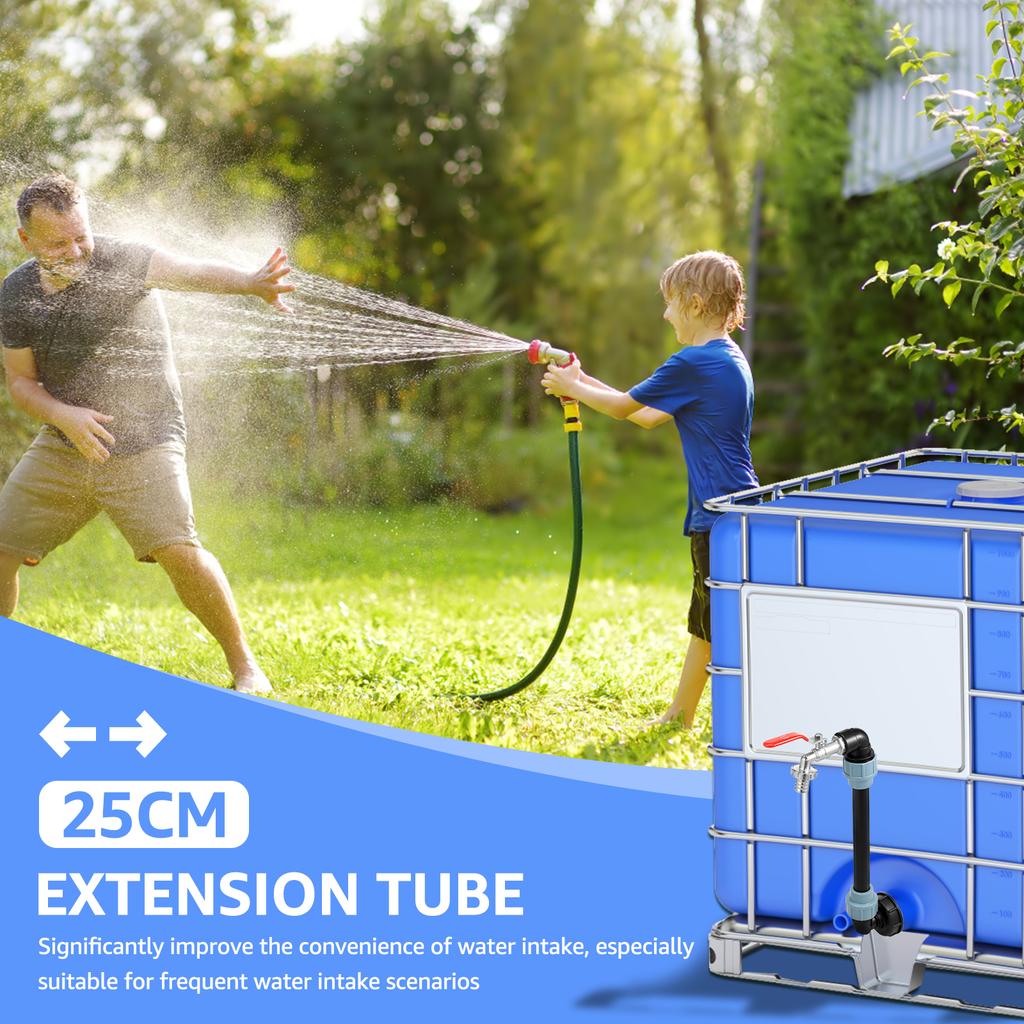 IBC Tank Svanhals med 3/4 Tums Utloppskran Regnvattentunna Utloppskran IBC Tank Tillbehör Zinklegering för 1000L Regnvattentank