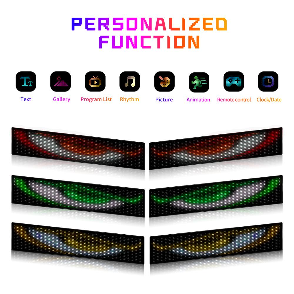 2pcs LED Soft Foldable Remote Control Truck Devil Eye Bluetooth App DIY Matrix Pixel Panel Light Windshield Graffiti Scrolling