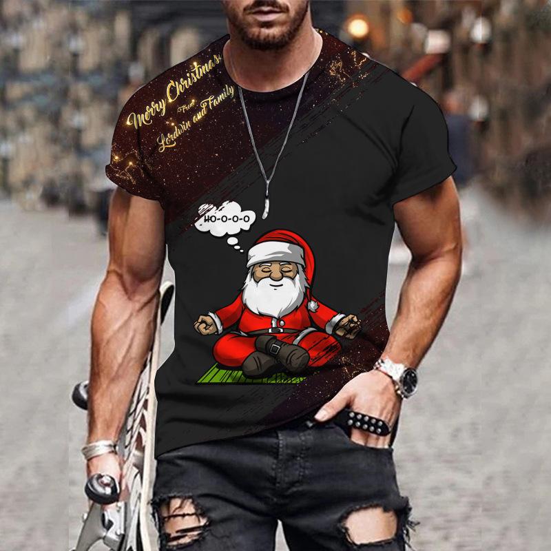 Summer Fashion Comfortable Loose Large T-shirt Christmas 3D Printed Casual Breathable Sports Versatile Round Neck Short Sleeved Men's T-shirt