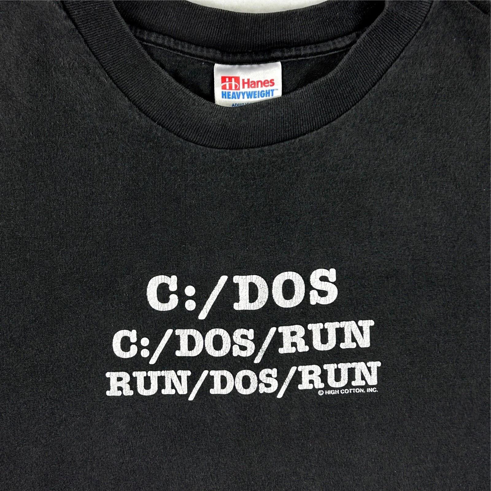 vintage 90s C:/DOS/RUN COMPUTER JOKE FADED T-Shirt XL pc see ms microsoft XL