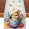 Happy Easter Bunny Eggs Linen Table Runner Holiday Party Decor Spring Watercolor Flowers Plaid Table Runners Dining Table Decor