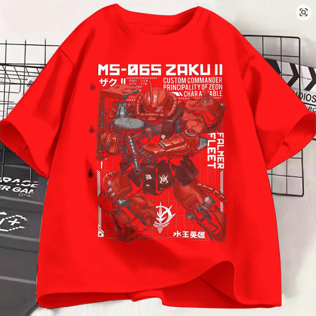 Gundam TShirt For Unisex Unique Cotton Tee Shirt Round Collar Short Sleeve T Shirts Big Size Clothing