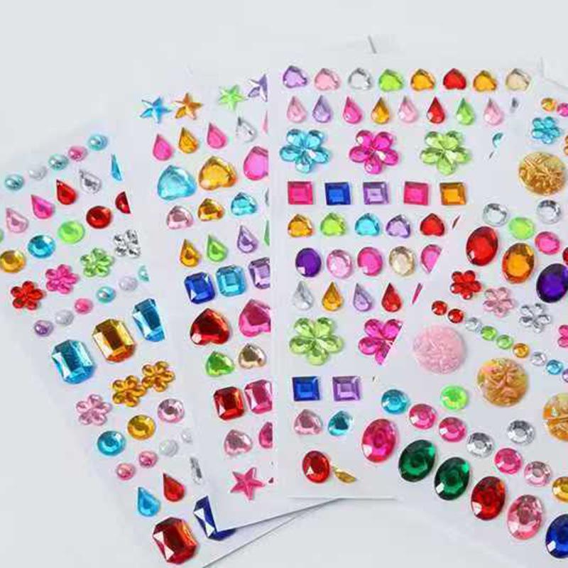 Children's 3D Crystal Gem Cartoon Stickers: Shiny Princess Rewards & Educational Stationery