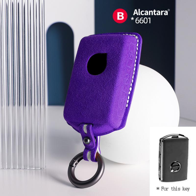 Interior Mouldings Alcantara For Volvo S90 S60 XC60 XC40 V60 V90 Car Key Case Holder Cover Shell Suede Keychain Remote Protector