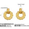 18K Gold Plated Twisted Circle Stud Earrings - European & American Fashion, Stainless Steel Whirlwind Design