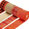 Catching Thanksgiving Eye Burlap Ribbon Set With Elegant Orange Checkered Patterns For Styling Home