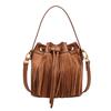 Fashion Exquisite Tassel Solid Faux Suede Bucket Shoulder & Crossbody Bags Hot Sale String Personality Classic Women's Handbags