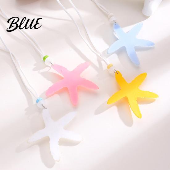 Starfish Holiday Necklace Resin Pendant Adjustable String Seaside Themed Jewelry