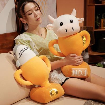 Funny Cow Cup Shark Cup Doll Plush Toy for Best Friend and Boyfriend Birthday Gift Rag Doll