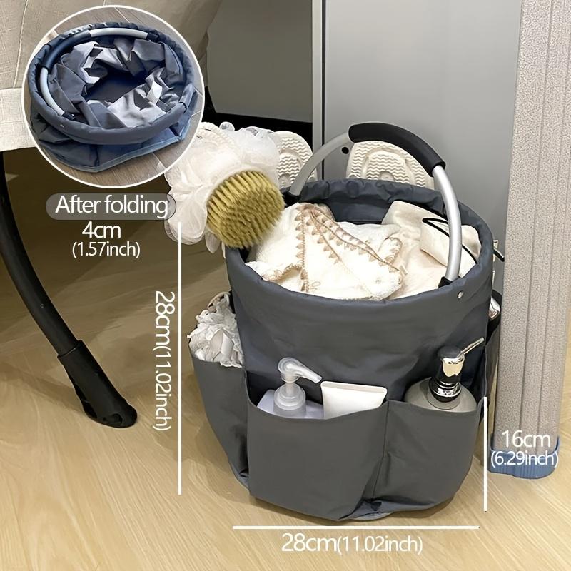 Large Black Folding Storage Organizer Bag with Handle, Multi-Pocket Picnic Tote, Outdoor Cleaning Caddy